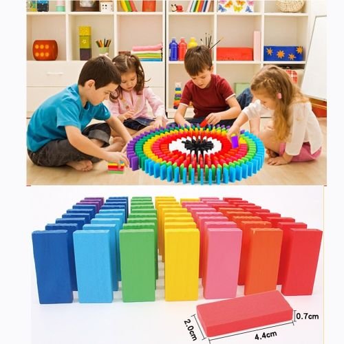 Set de dominos en bois colorés – 200 pièces