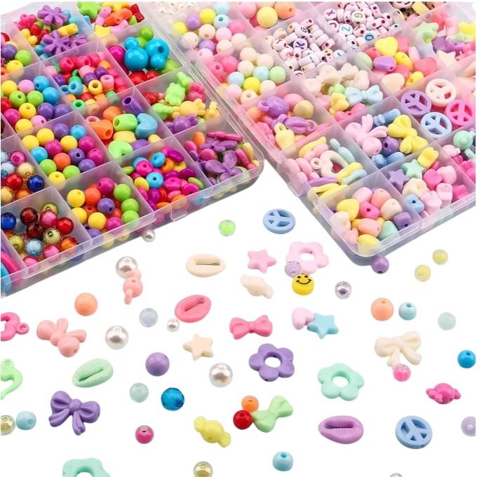 Kit perles fantaisie pastel – Coffret créatif bijoux enfants