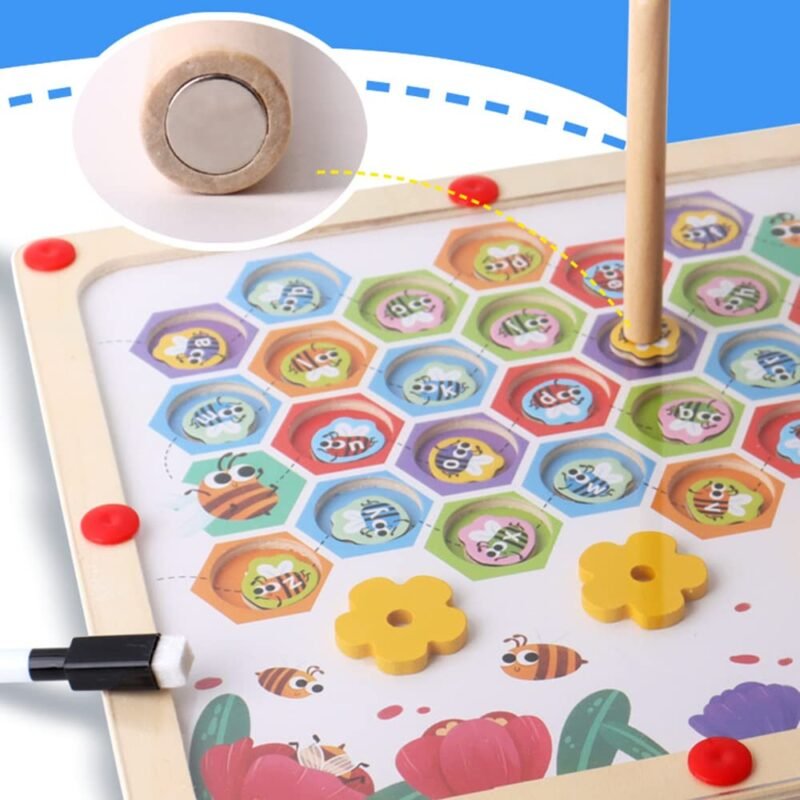 Jeu éducatif magnétique “Bee Letter Pairing” – Labyrinthe des lettres avec stylo magnétique