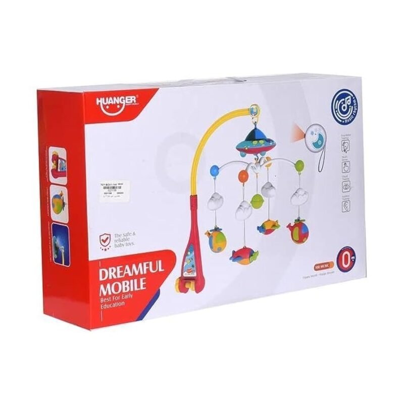 Mobile musical coloré pour bébé avec jouets suspendus