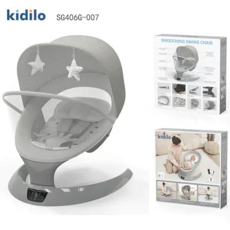 Kidilo – Balancelle électrique pour bébé avec télécommande et écran LED