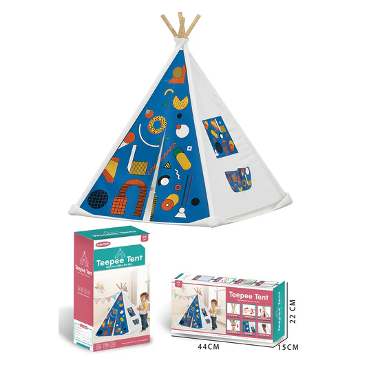 Tente Teepee pour enfants – Cabane de jeu en tissu avec structure en bois – Âge 3+ ans