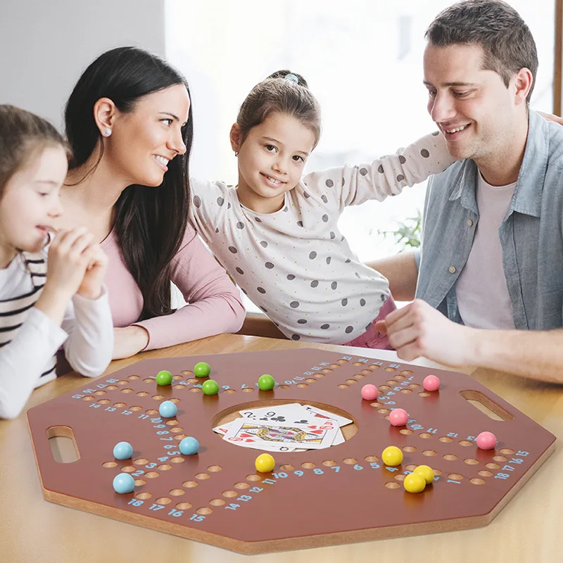 Jeu de société en bois 2-en-1 – Plateau multi-jeux