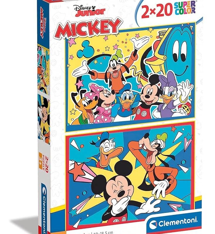 Puzzle 2x20 pièces – Disney Junior Mickey (Clementoni SuperColor)