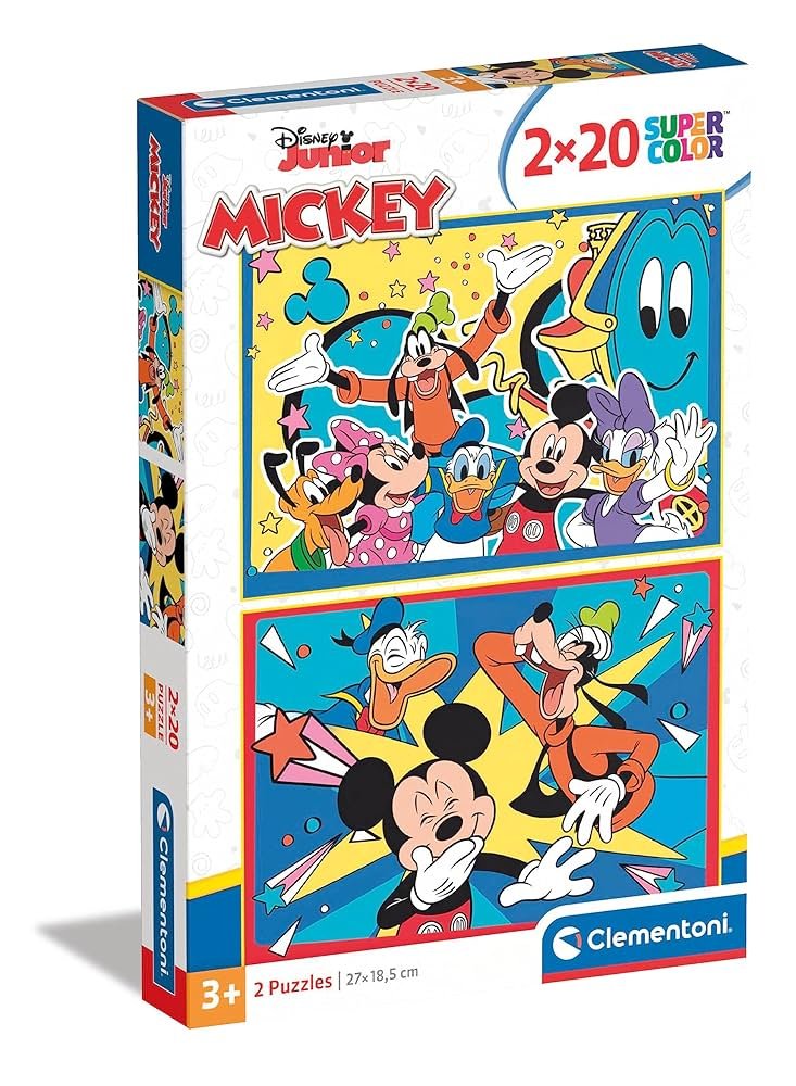 Puzzle 2x20 pièces – Disney Junior Mickey (Clementoni SuperColor)