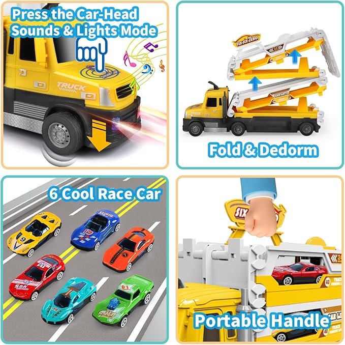 Camion Transporteur 2 en 1 avec 8 Voitures – Six-Six-Zero