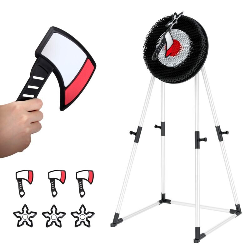 Cible de Lancer avec Haches et Étoiles en Mousse – Battle Throw Set