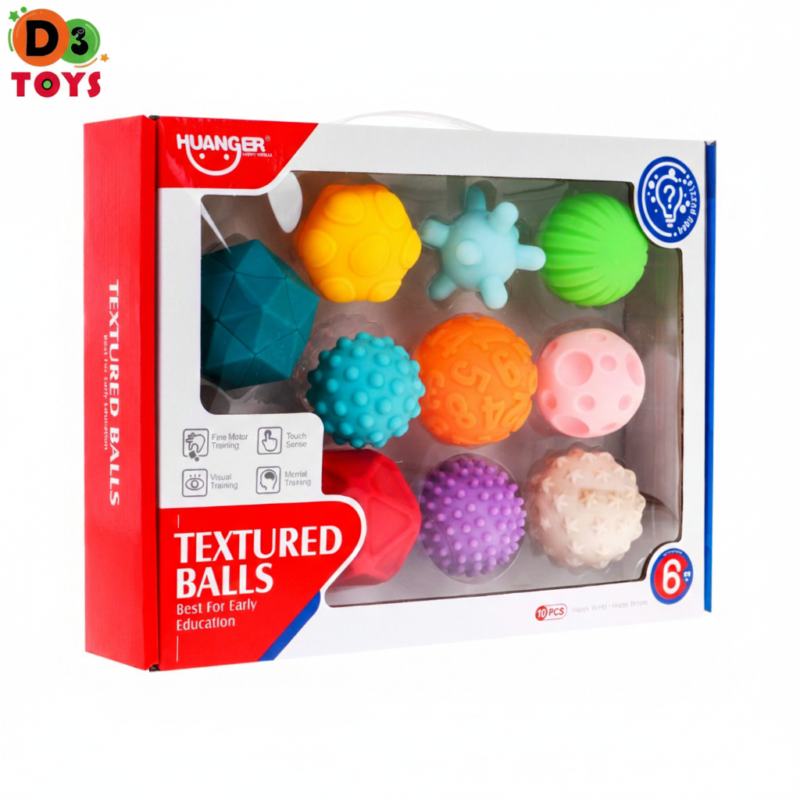 Coffret de Balles Sensorielles Texturées pour Bébé – 10 Pièces