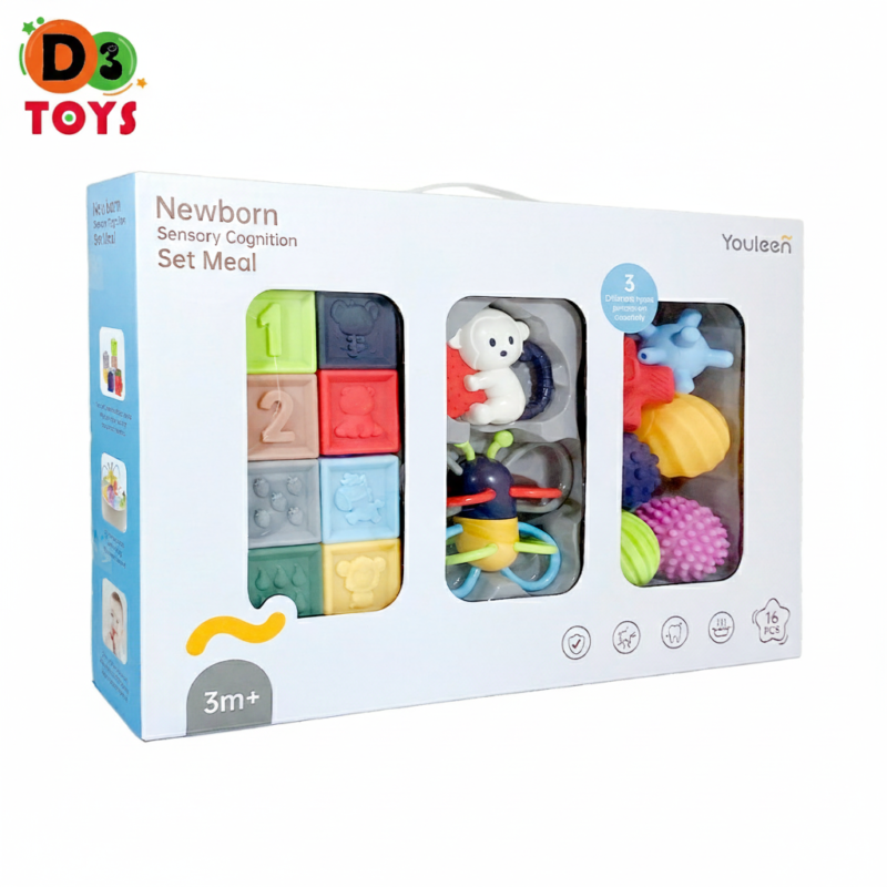 Coffret d’Éveil Sensoriel Bébé – Newborn Sensory Cognition Set (16 Pièces)