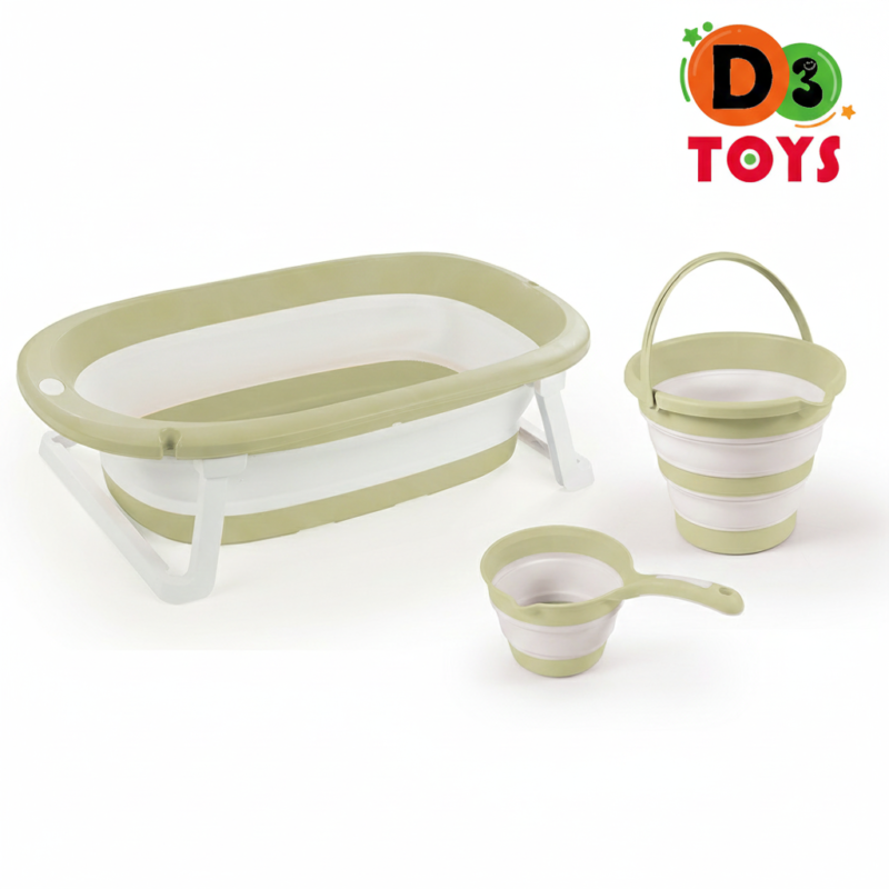 Baignoire Bébé Pliable avec Seau et Louche – Design Compact