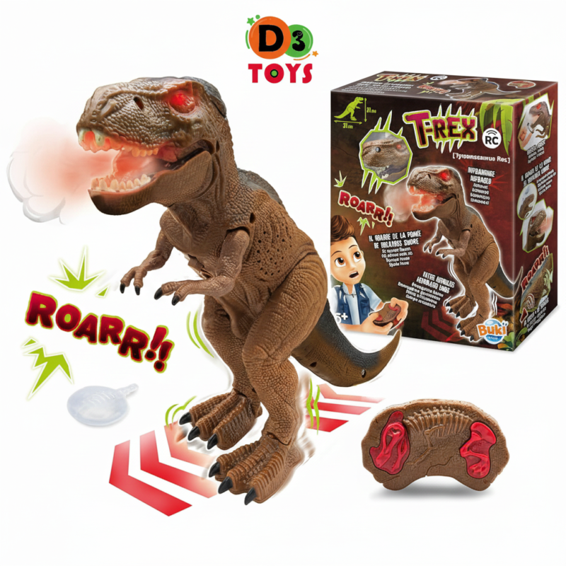 T-Rex Télécommandé avec Effets Fumée – Buki