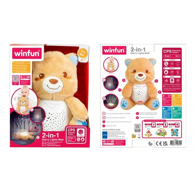 Ourson Lumineux 2-en-1 Winfun – Starry Lights Bear