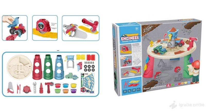 Table de Jeu Pâte à Modeler Chantier – Engineer Activity Dough Play Table