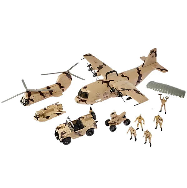 Coffret Base Militaire – Avion de transport, soldats et accessoires