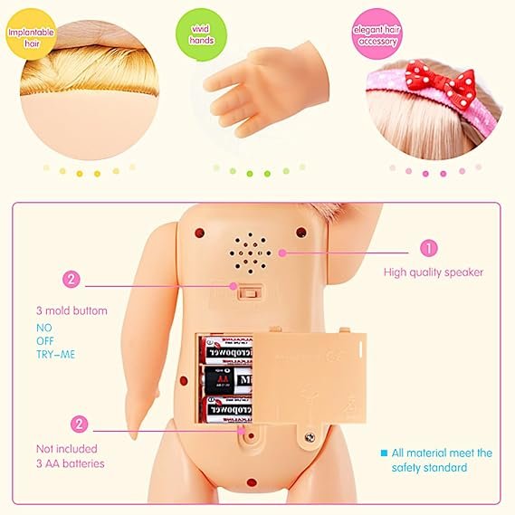 Poupée Interactive Fille – Marche, Chante & Réagit aux Sons