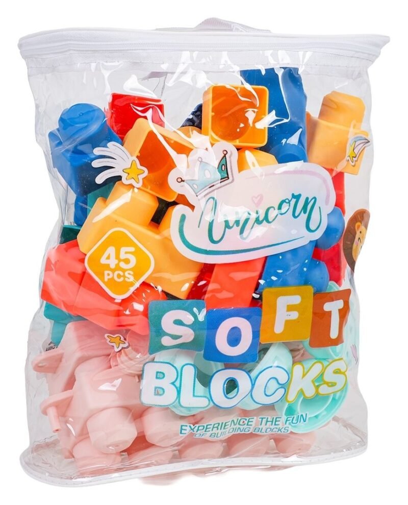 Sac de Blocs de Construction Souples Unicorn – 45 Pièces
