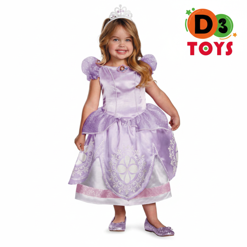 Robe Déguisement Princesse Royale Enfant – Costume Princesse Violet avec Couronne