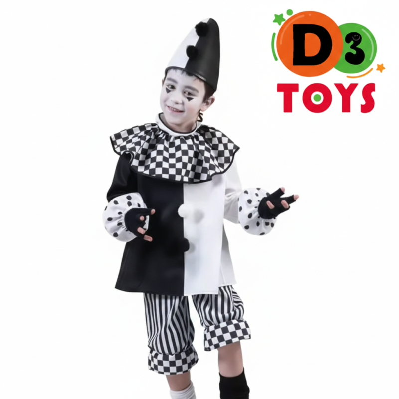 Déguisement Pierrot Enfant – Costume Clown Noir & Blanc