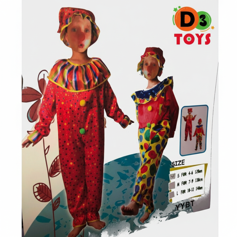 Déguisement Clown Enfant Coloré – Costume Joker Carnaval avec Chapeau