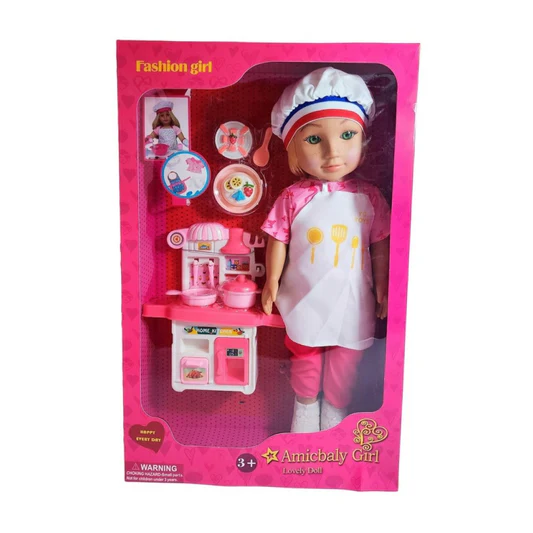 Poupée Amicibaly Girl – Lovely Doll Chef avec Cuisine Miniature
