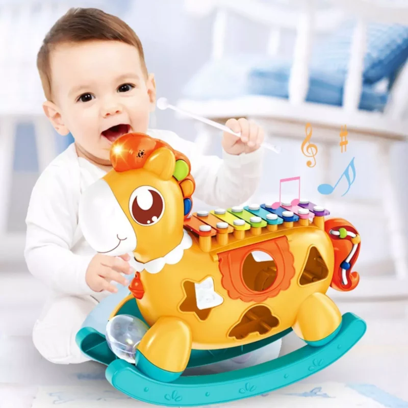 Poney Musical Éducatif avec Xylophone et Jeux de Formes – 18 Mois+