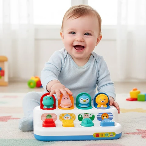 Jouet Pop-Up Animaux pour Bébé – Jeu Éducatif Interactif 18 Mois+