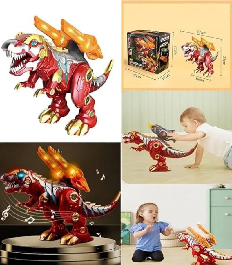 Dinosaure Télécommandé RC T-Rex Mécanique – Jouet Robot avec Sons & Lumières (6+)