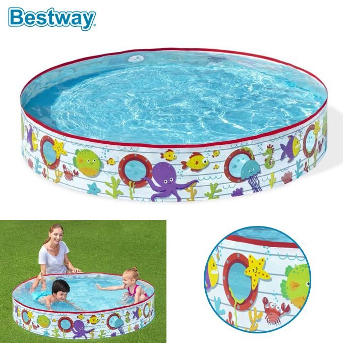 Piscine Enfant Bestway Marine Fill 'N Fun 152 x 25 cm – Piscine Rigide Motif Marin