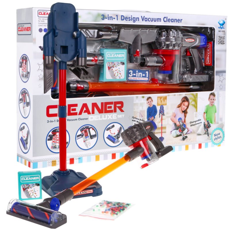 Aspirateur Jouet Enfant 3-en-1 – Kit Ménage avec Effet Aspiration, Lumière & Accessoires – Jeu d’Imitation