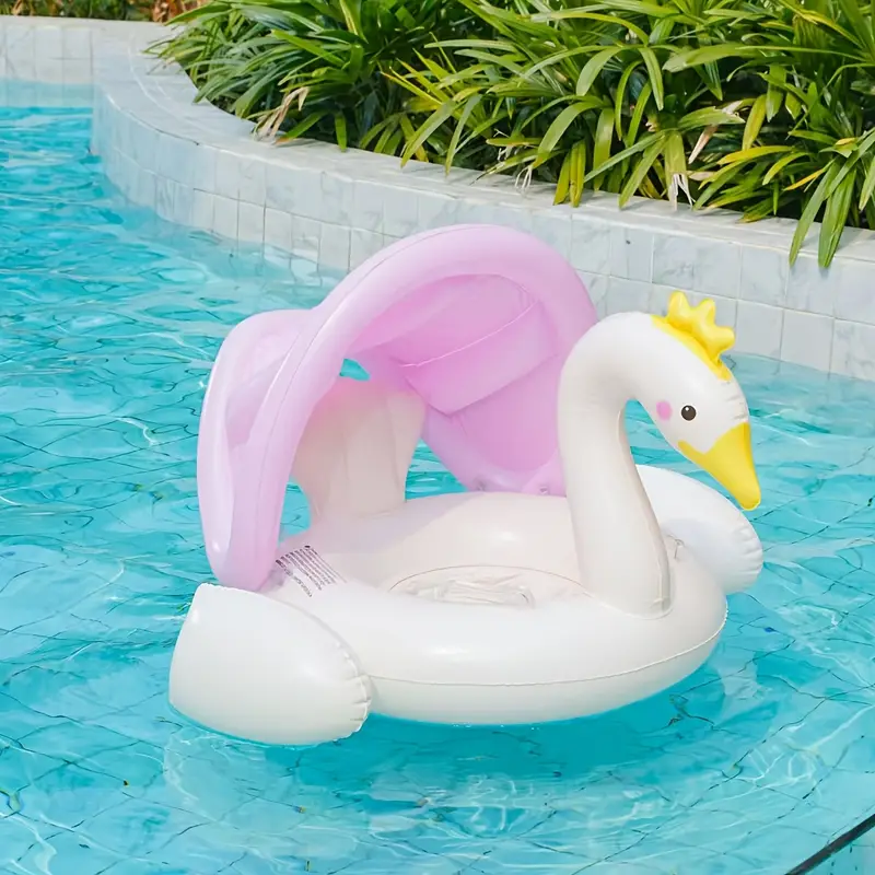 Bouée Bébé Cygne Gonflable avec Pare-Soleil – Flotteur Piscine Enfant Été