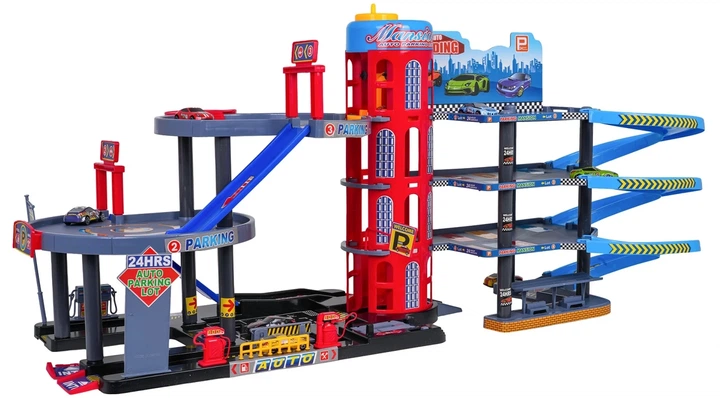 Garage Parking Jouet Enfant 3 Niveaux avec Ascenseur – Circuit Voitures & Station de Parking XXL