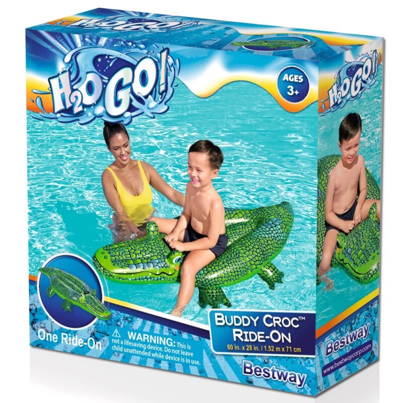 Bouée Gonflable Crocodile Enfant – Flotteur Piscine Ride-On pour Été