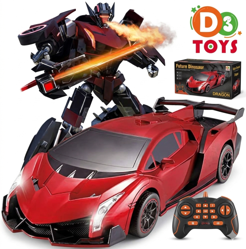 Voiture Robot Transformable Enfant RC – Voiture Sport → Robot avec Lumières & Télécommande