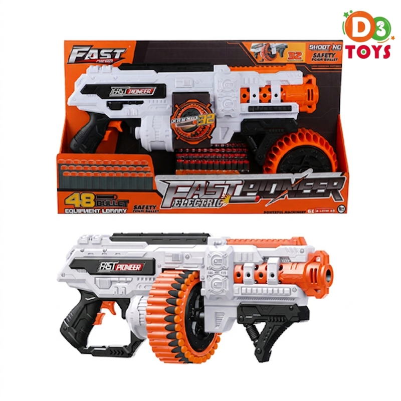 Blaster Jouet Enfant avec Fléchettes Mousse – Jeu d’Action Sécurisé avec Chargeur Rotatif