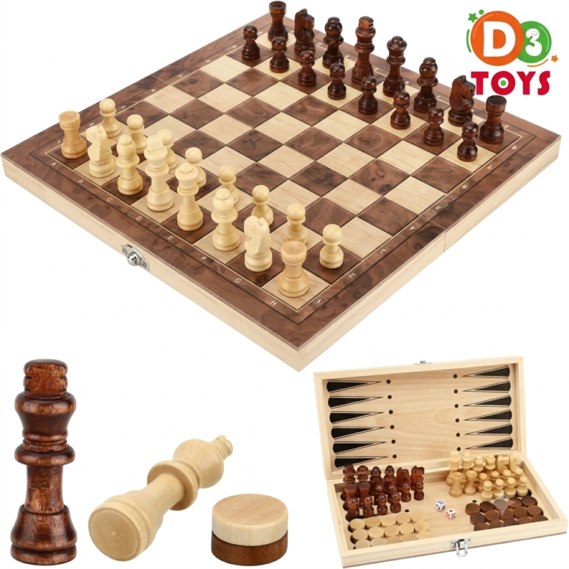 Jeu d’Échecs 3 en 1 – Échecs, Dames et Backgammon pour Enfants et Adultes