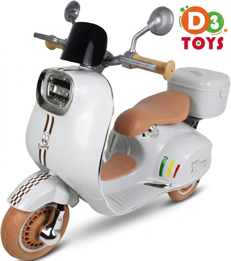 Scooter Électrique Enfant Style Vespa – Moto Jouet 3 Roues avec Musique & Lumières – Batterie Rechargeable
