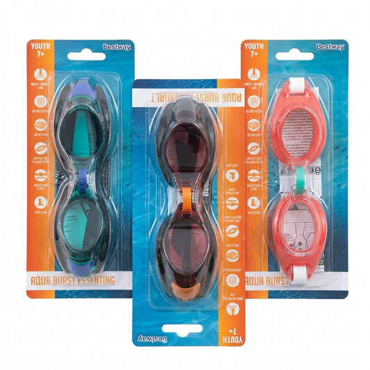 Lunettes de Natation Bestway Aqua Burst Essential – Anti-buée & Protection UV pour Enfants 7+ Ans