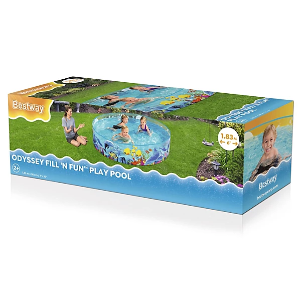 Piscine Enfant Bestway Odyssey Fill 'N Fun 183 cm – Piscine Rigide avec Motifs Sous-Marins