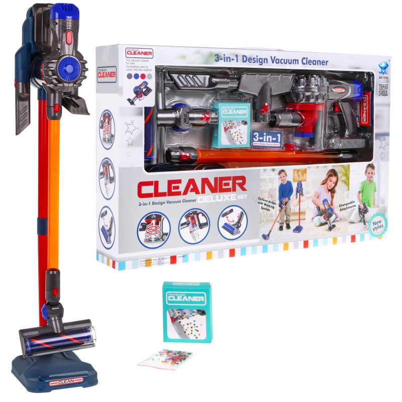 Aspirateur Jouet Enfant 3-en-1 – Kit Ménage avec Effet Aspiration, Lumière & Accessoires – Jeu d’Imitation
