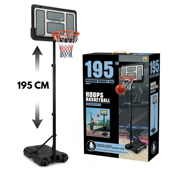 Panier de Basketball Réglable sur Pied 195 cm – Cercle et Filet Inclus