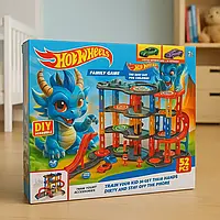 Circuit de Voitures Hot Wheels Style – Parking Multi-Étages avec Piste de Course | 52 Pièces