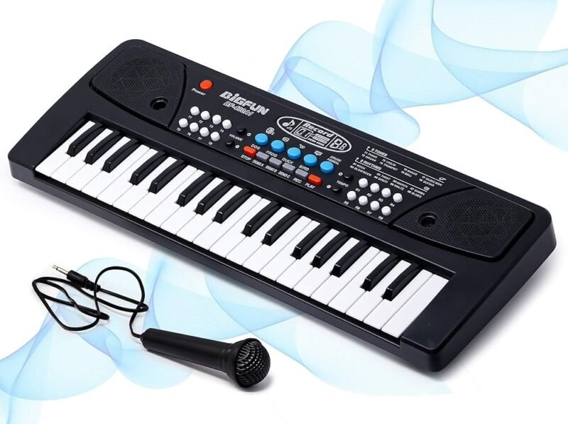 Clavier Électronique Musical 37 Touches avec Microphone pour Enfants
