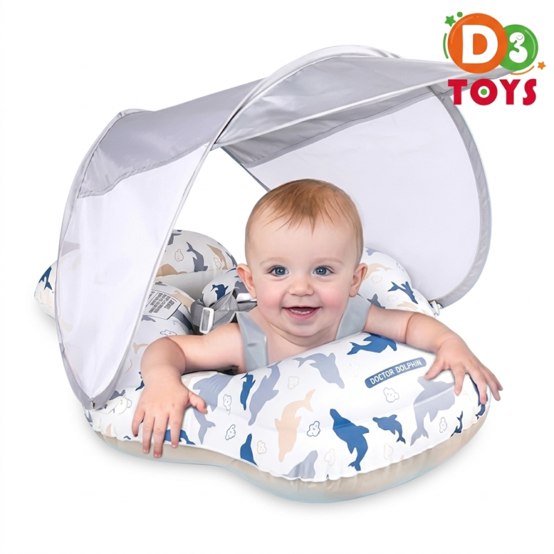 Bouée Bébé avec Pare-Soleil Intégré – Flotteur de Piscine pour Nourrissons