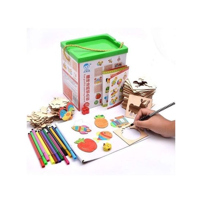 Kit Créatif en Bois à Colorier – Loisirs Créatifs Montessori pour Enfants 52 Pièces