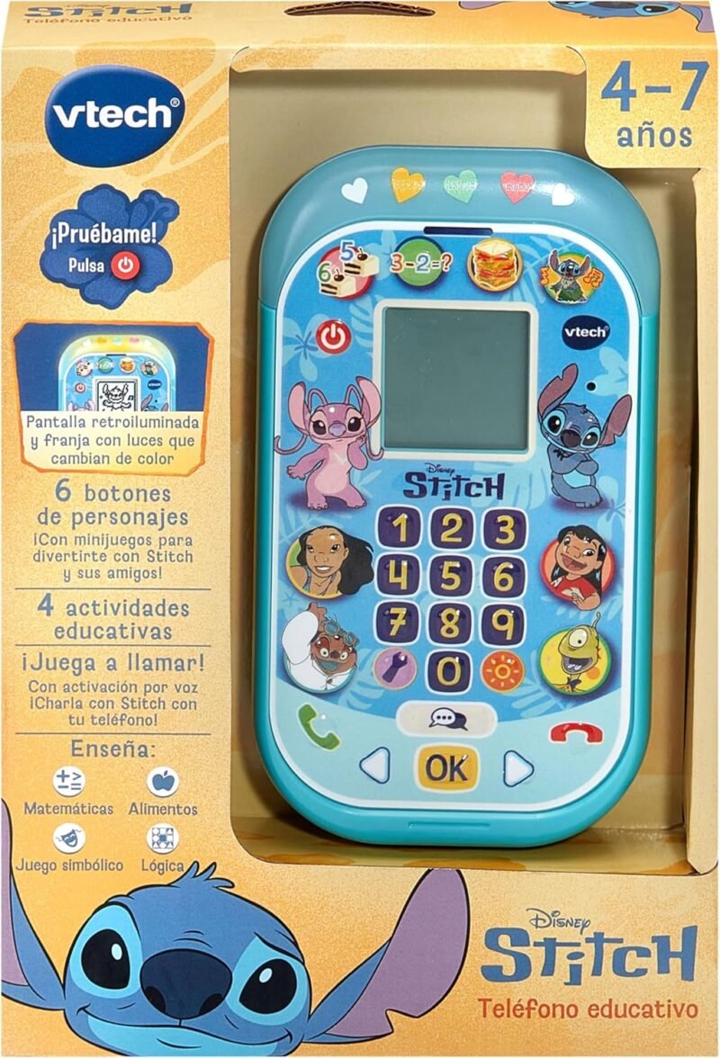 Téléphone Éducatif VTech Disney Stitch – Jouet Interactif pour Enfants de 4 à 7 Ans