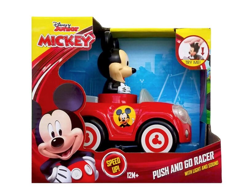 Voiture Mickey Push & Go avec Lumières et Sons – Jouet pour Bébé dès 12 Mois
