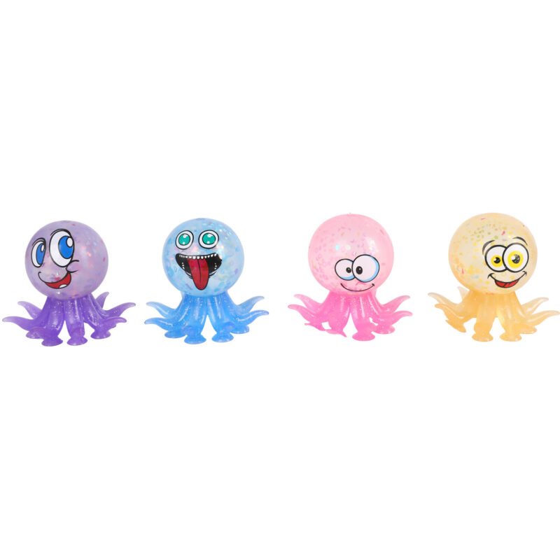 Squishy Pieuvre Pailletée – Jouet Anti-Stress Kawaii à Presser pour Enfants