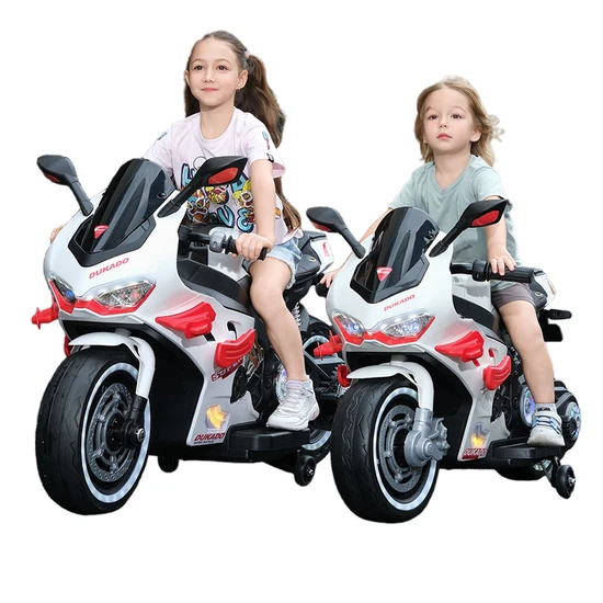 Moto Électrique Sport 12V pour Enfant – Avec Roues Stabilatrices, Musique et LED