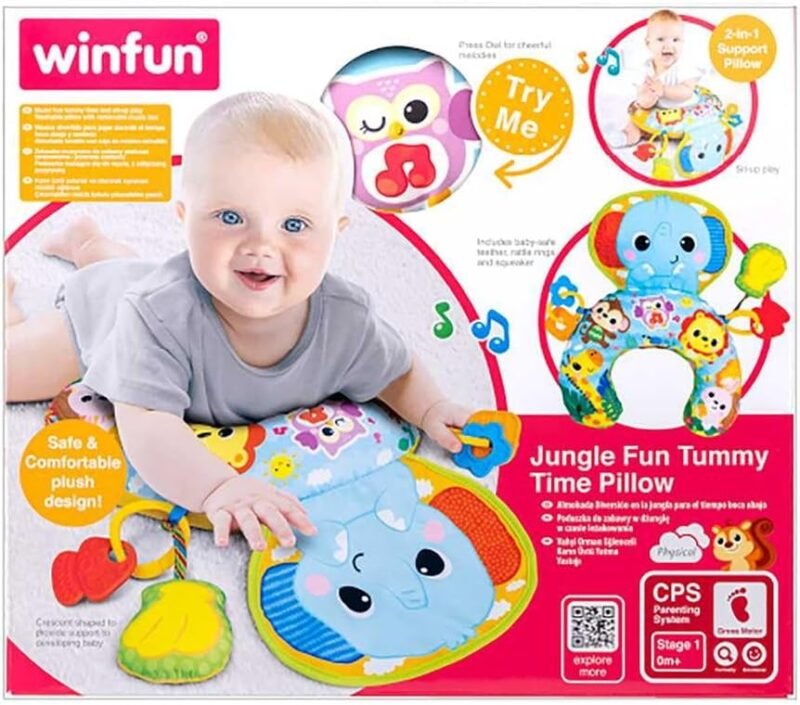 Coussin d’Éveil Tummy Time Winfun Jungle Fun – 2 en 1