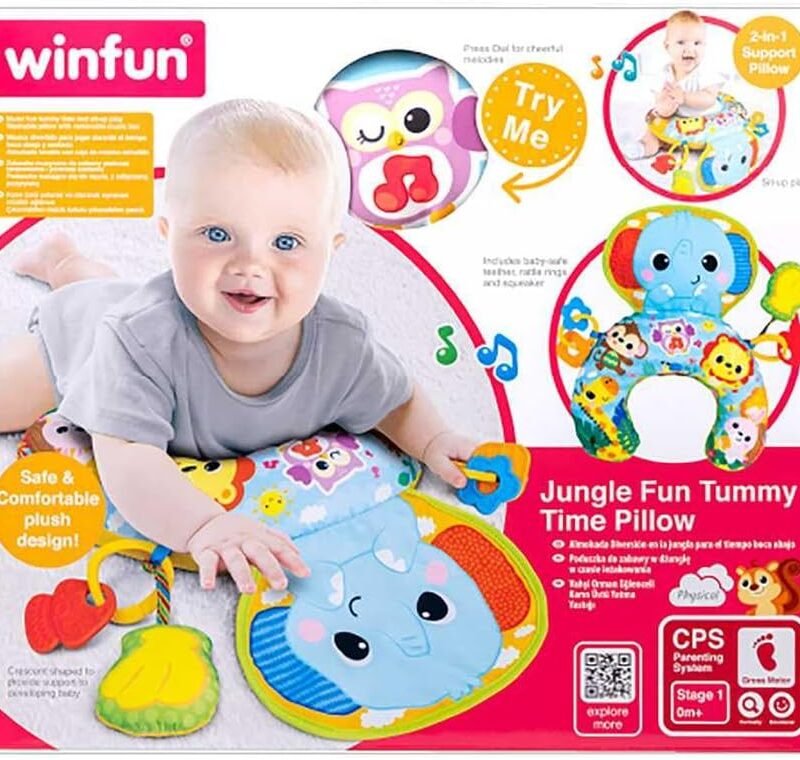 Coussin d’Éveil Tummy Time Winfun Jungle Fun – 2 en 1
